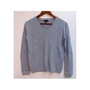 Tommy Hilfiger Sweater Medium M Gray Ribbed Knit Pullover Womens Casual / #1010